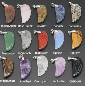 10pcs Random Wing Pendant Natural Crystal Agate Stone Carved Wing Pendant DIY Accessory Accessories