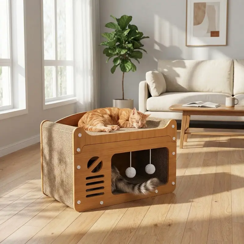 Durable Vertical Cat Scratching Post & Playhouse - Multi-Functional TV Design, Scratch-Resistant Cat Claw Toy for Active Kittens and Cats cat tree catio cat tree tower aspen bedding puppy pet balcony for apartment cat tree catio anti-slip base wooden