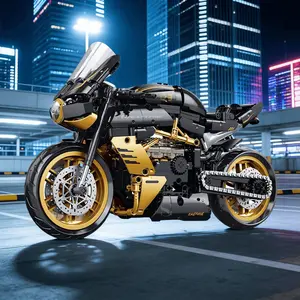 506pcs Creative Building Block Motorcycle Toy, Cool Collectible, Mechanical Linkage + Chain Transmission Design, Christmas Gift, Building Blocks Set