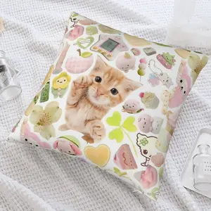 1pc for pastel kawaii kitten juminocore aesthetic 18in x 18in double-sided printing Throw Pillow Cover, Softness, Comfort, Non-fading,perfect for any home decor,No Pillow Insert