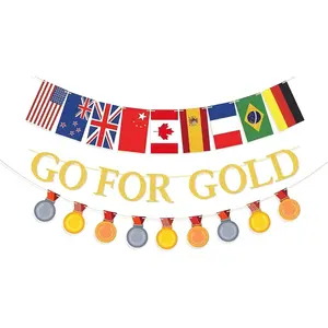 GO FOR  Banner,  Championship Trophy Banner for  Competition Themed Party Decorations,  Streamer Backdrop Decor for Party Supplies