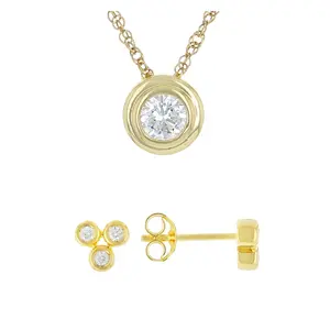 JTV 14KT Gold Over Sterling Silver Lab Grown Diamond Bundle 0.35CTW