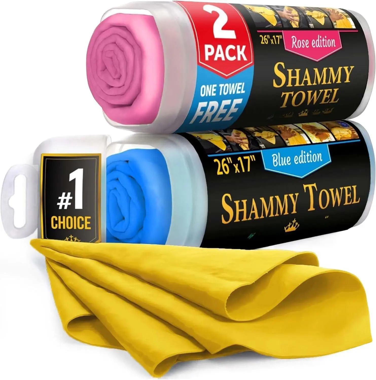 Automotive Detailing Products Car Wash Shammy Cloth Set - 2pk +1 Free, Absorbent, Scratch-Free, Soft 26"x17" Car Detailing Cloth, Absorbent Detailing Cloth