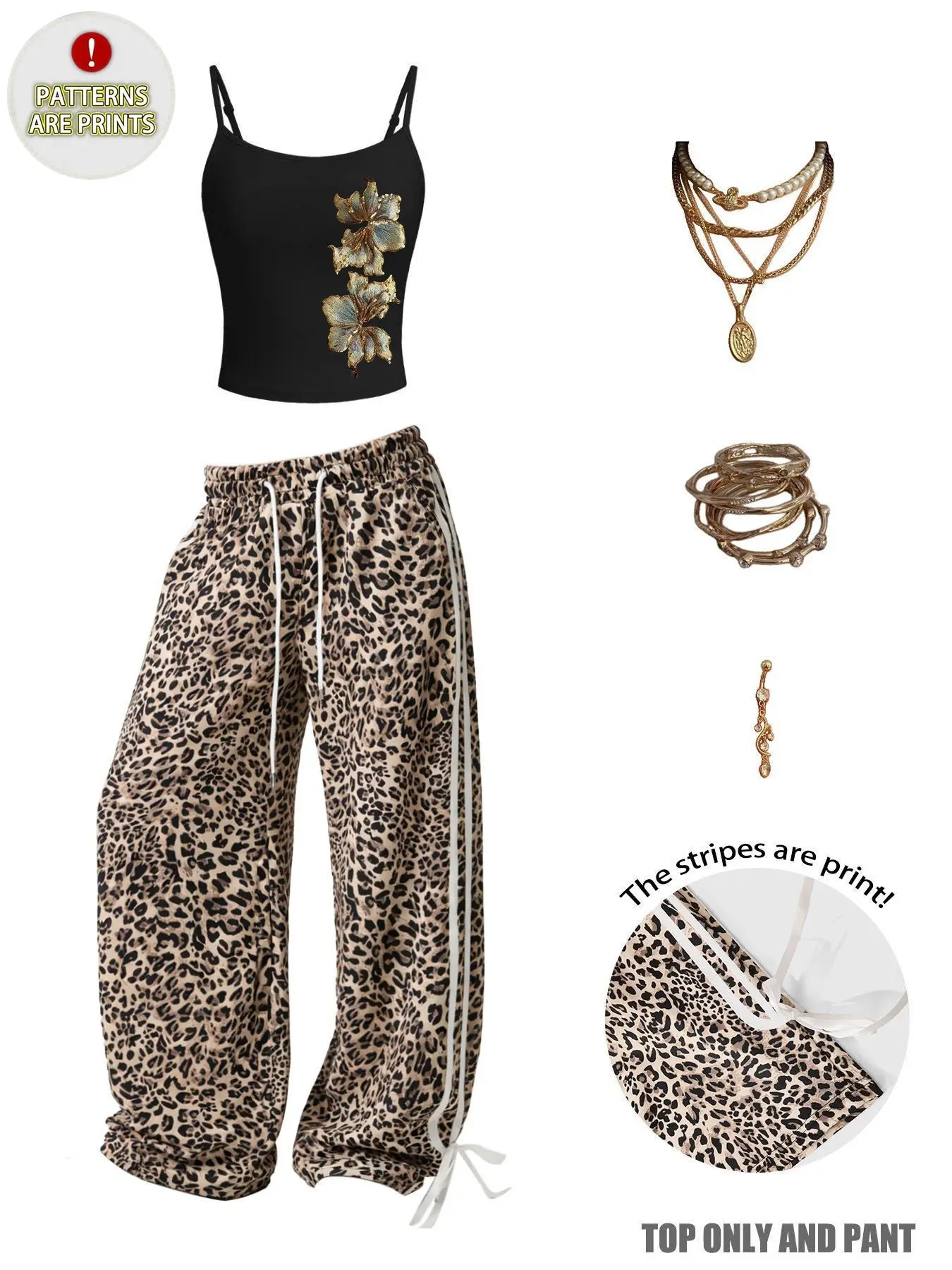 Women's Summer Casual Animal Print Set, Slim Fit Sleeveless Vest + Loose Leopard Pants, Fashion Floral Print, Floral Pattern, Soft Comfortable, Home Essential, Must-Have, Womenswear