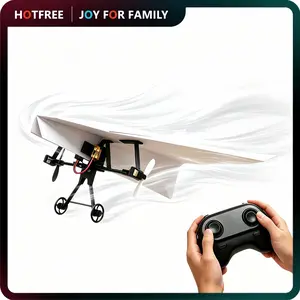 Hotfree Power-Up RC Paper Airplane Kit with Gyro Stabilizer – DIY Electric Remote Control Plane with Dual Propellers, Lightweight Foldable Flying STEM Toy for Kids & Adults, Perfect Birthday Gift