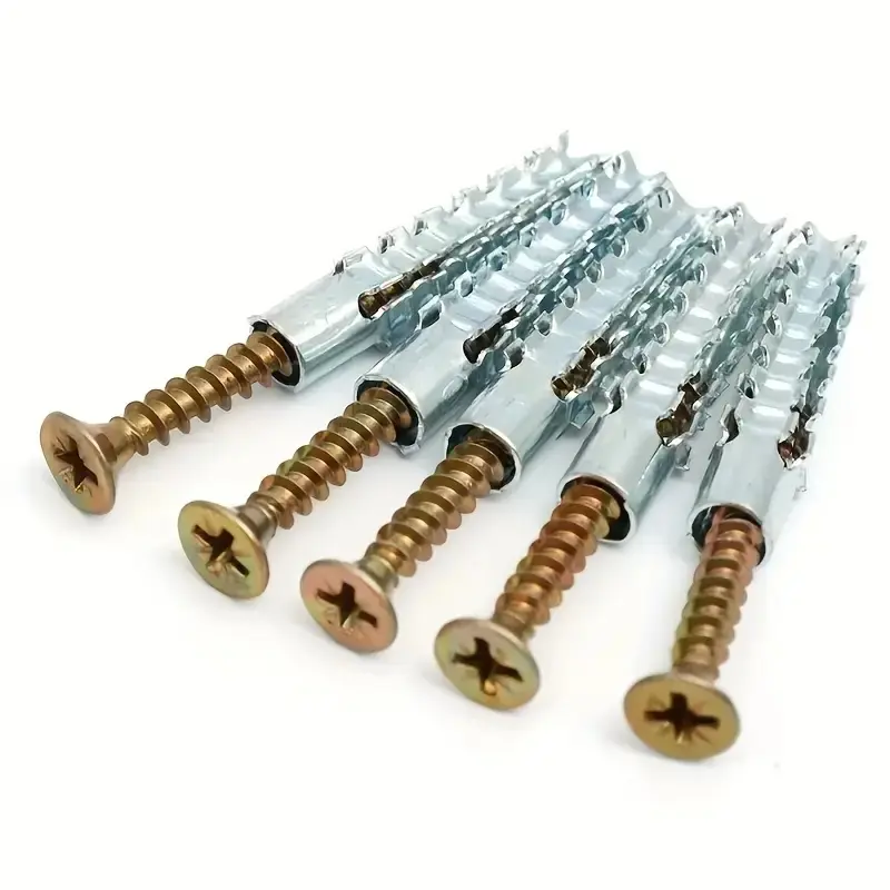 Heavy Duty Steel Wall Anchor Screws - 100pcs, Barbed Tip, Serrated Design for Concrete, Hollow Dry Plaster Walls - Durable Support for Home Hardware Projects