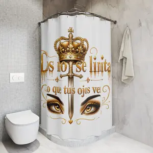 Dios no se limita Shower Curtain | Spanish Religious Crown Cross Design