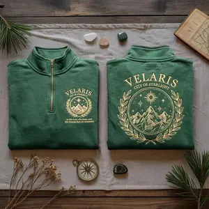 Embroidered Velaris Quarter Zip, Velaris City Of Starlight Embroidered Zip, City of Starlight, SJM Shirt, The Night Court Shirt, ACOTAR Zip