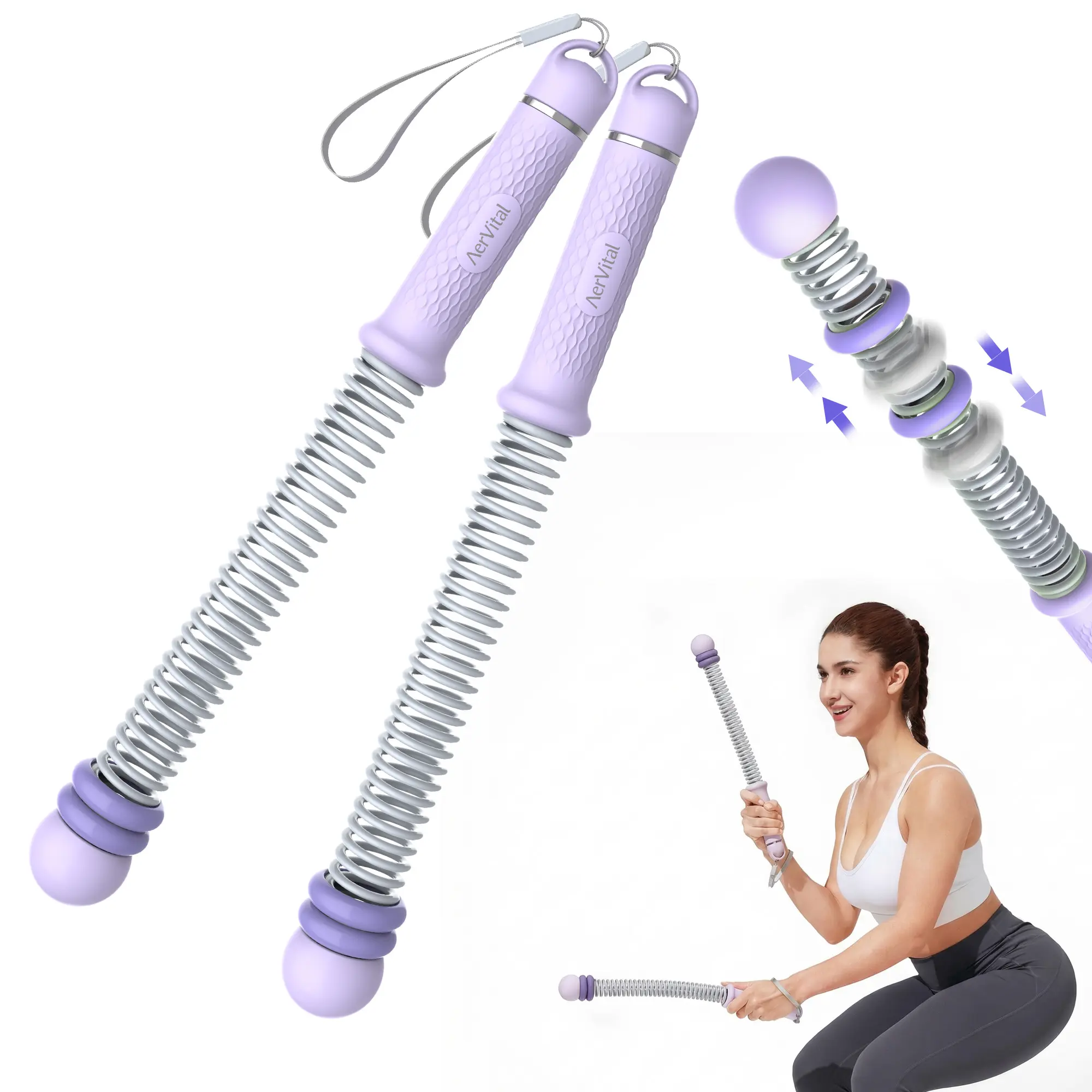AerVital Weighted Jump Rope for Men & Women, 1.4kg Cordless Battle Rope with Steel Core & Silicone Handles for Home Gym Cardio & Strength Training