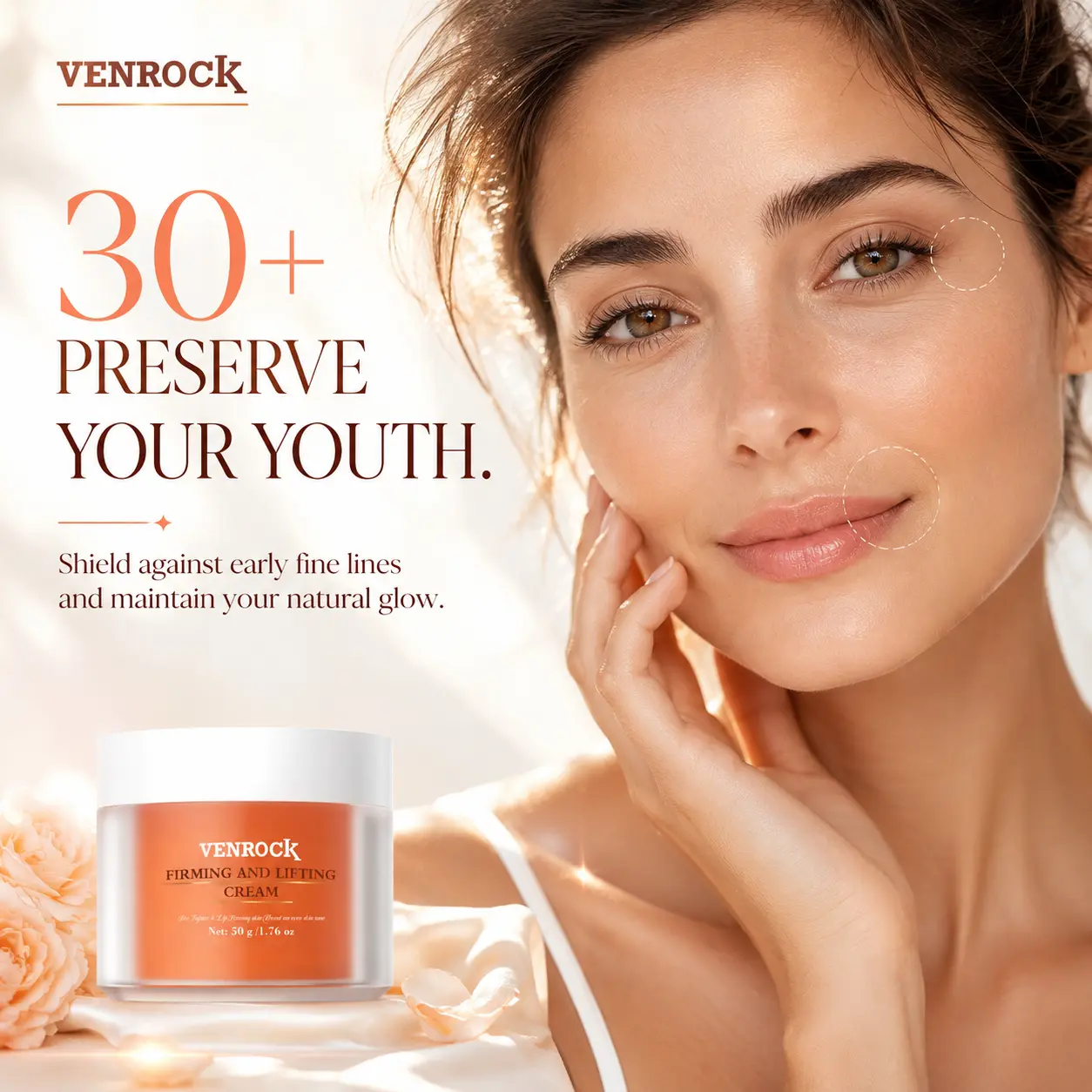 35 VENROCK facial wrinkle cream, which firms the face and neck skin, is also a moisturizing cream and a unisex neck cream