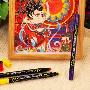 24 thin rod soft nib markers set, double head thin head markers are suitable for DIY painting projects such as rock, wood, ceramics, canvas, etc. The bright colors are suitable for art and handmade.