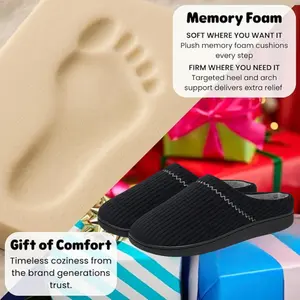 Memory Foam Slippers for Women & Men, Unisex Arch Support House Shoes with Therapeutic Footbed, Anti-Skid Rubber Sole, Hand-Embroidered Detailing, Machine Washable All-Season Comfort