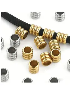 20 Piece Set 304 Stainless Steel Large Hole Spacer Beads, 6mm Hole Diameter, Suitable for Bracelets Necklaces, Fashion Simple Style DIY Jewelry Accessories