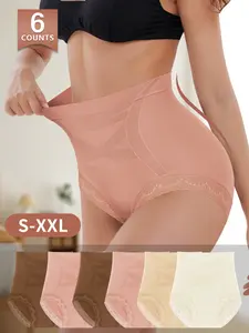 Morelect High Waist Belly Control Lace Women's Underwear, Soft Breathable Comfortable Triangle Panties, Multi Colors, S-Xxl, 6 Pcs Set