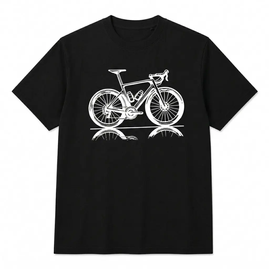 Women’s Black Graphic T Shirt Road Bike Line Art Print Minimalist Cycling Tee Bicycle Reflection Graphic Crew Neck Short Sleeve Casual Summer Sporty Streetwear Top 1360