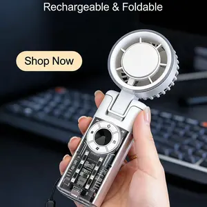 2026 Summer Cooler Pro 13000RPM Ice Handheld Fan with 199 Adjustable Speeds 4-Color LEDs 3H Runtime ClearTurbo Design USB-C Fast Charging - Protection Usb