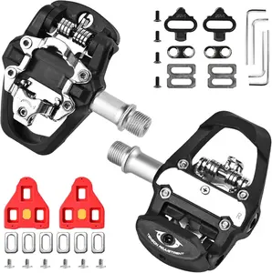 SPD & Look Delta Spin  Pedals, Dual Bicycle Pedals with Clips Cleats for Shimano SPD & Peloton,Indoor Outdoor Cycling Exercise