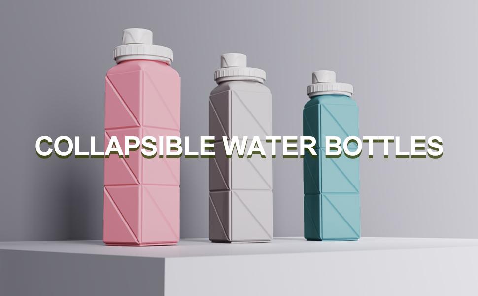 Collapsible Water Bottles 20.6oz, Silicone Foldable Portable Travel Water Bottle, BPA-Free, Leakproof Reusable for Traveling Camping Hiking Cycling Yoga Sports Outdoor, 1 Pack (Dark Blue)