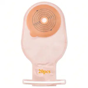 20 PCS Colostomy Bags, Ostomy Bag Colostomy Supplies, One Piece Drainable Pouches With Clamp Closure For Ileostomy Stoma Care, Hydrocolloid & Non-Woven Border, Cut-To-Fit 20-65MM