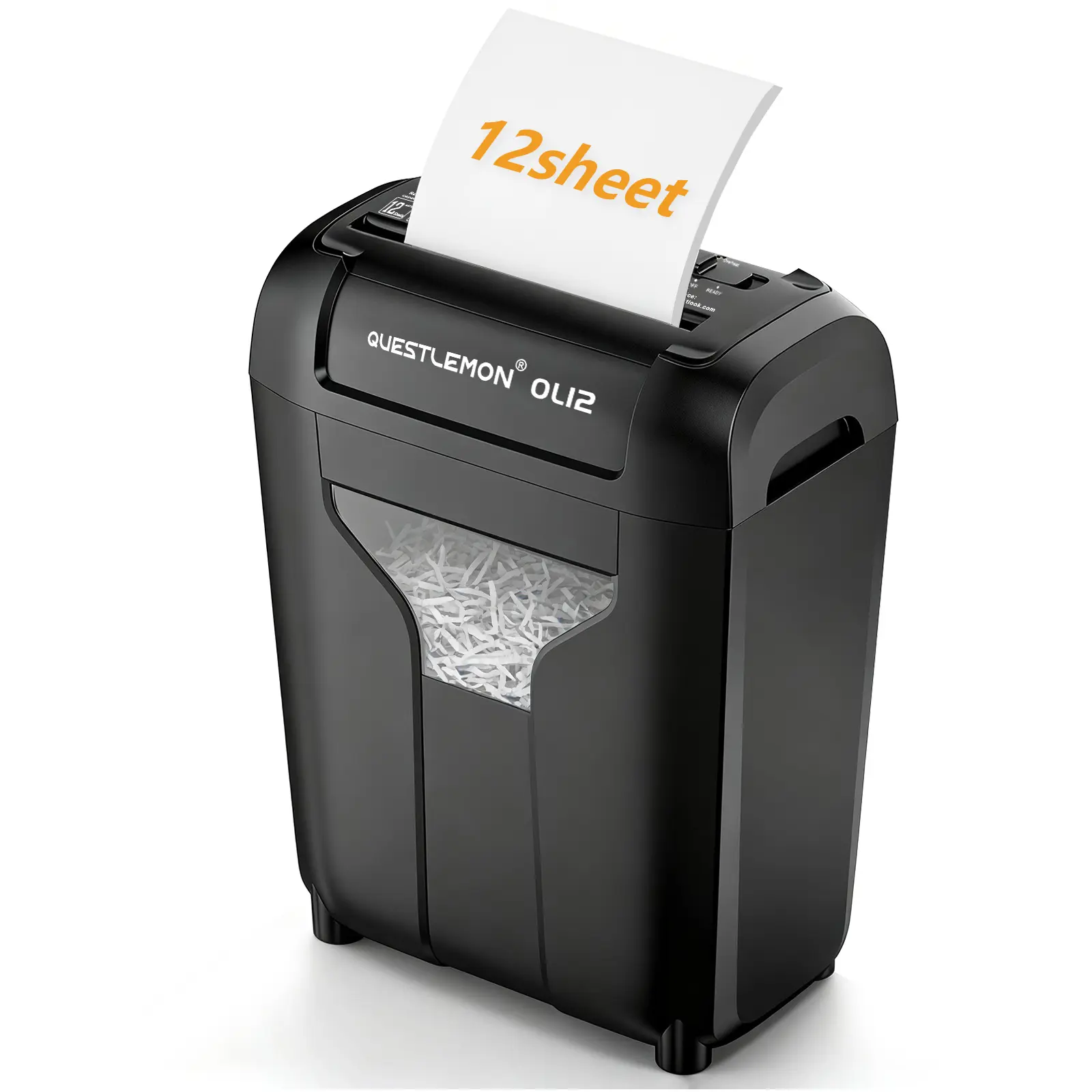QUIETLEMON 12-Sheet Cross-Cut Paper Shredder for Home Office, High Security Office Shredder for Paper, Credit Card & Staples, Portable Shredder with Handle, Compact Design for Desk, Overheat Protection, White Desk Accessories & Organization