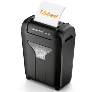 QUIETLEMON 12-Sheet Cross-Cut Paper Shredder for Home Office, High Security Office Shredder for Paper, Credit Card & Staples, Portable Shredder with Handle, Compact Design for Desk, Overheat Protection, White Desk Accessories & Organization