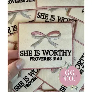 She Is Worthy Patch, Christian Hat Patch, Embroidered Patch, Trucker Hat Patch, Iron On, Trendy Hat Patch, Jesus Patch.