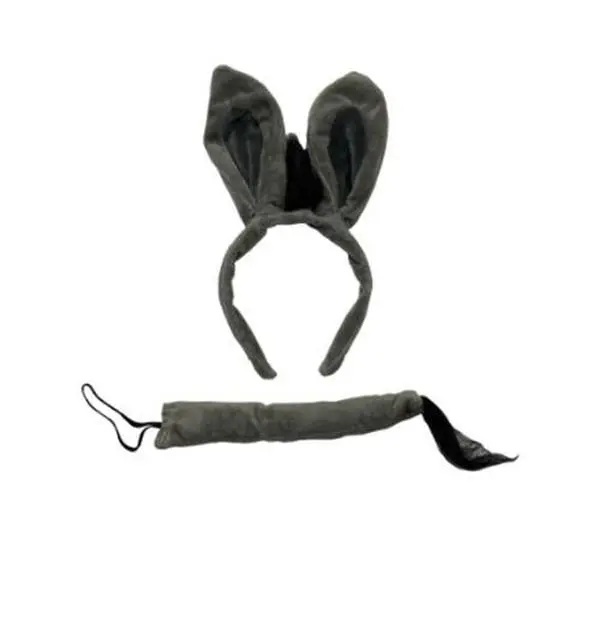 Donkey Headband Ears & Tail Set - Plush - Costume Accessories - One Size