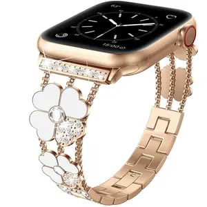 Wearable Stainless Steel Metal Band Accessory for Apple Watch Clover Design Durable
