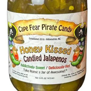 Honey Kissed Candied Jalapenos - Cape Fear Pirate Candy - Addictively Sweet, Deliciously Hot Candy Jalapeno Sweet Honey
