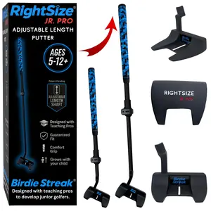 RightSize Junior Pro Series Golf Putter by Birdie Streak, Adjustable Length for Ages 5-12 (Right Hand Premium Putter)