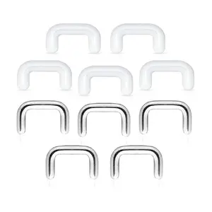 Set of 10 Septum Ring Retainers - 316L Stainless Steel and Clear Acrylic