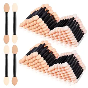 150Pcs Eyeshadow Applicators, Eyeshadow Brush Double Sided Eye Makeup Applicators Short Sponge Eyeshadow Applicator Sticks with Box, Black