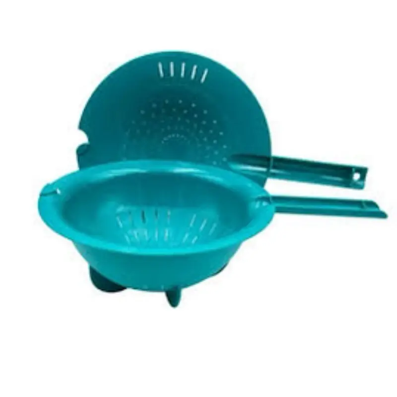Easy to Use Drain Strainer Double Bowl Colander with Handle, Teal Kitchen Cooking Accessory, Vegetable Sieve