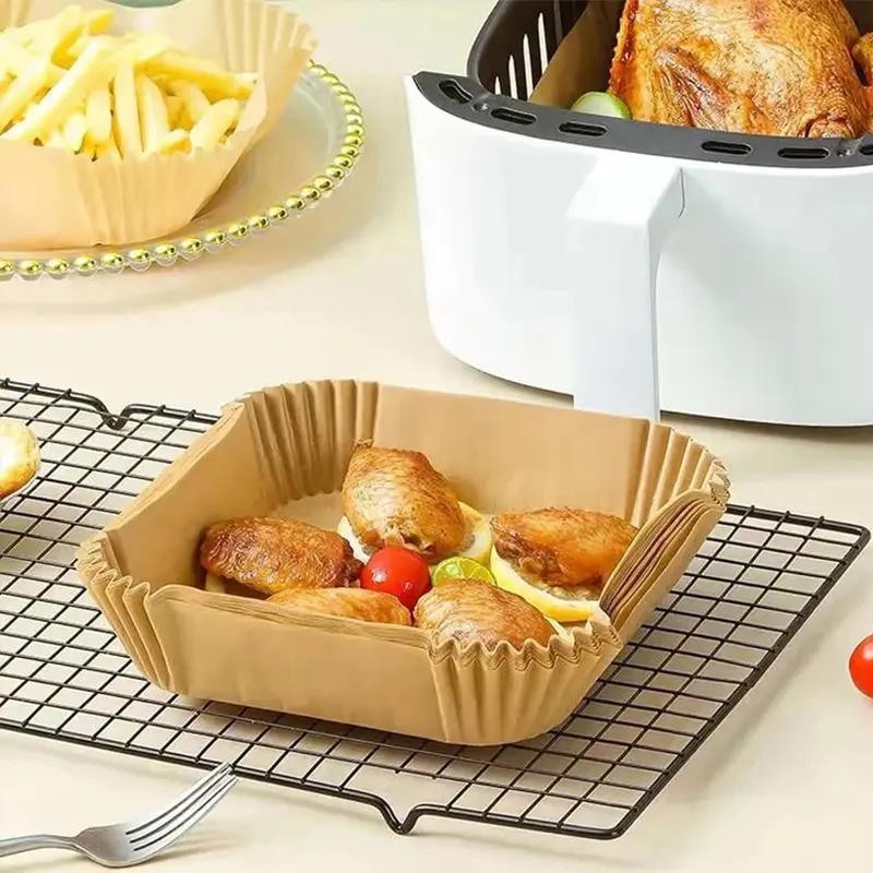 Air Fryer Paper Liners, 100Pcs Parchment Paper,After Sunrise Air Fryer Liners Disposable for Microwave, Non-Stick Air Fryer Liner Square Free of Bleach (6.3IN)