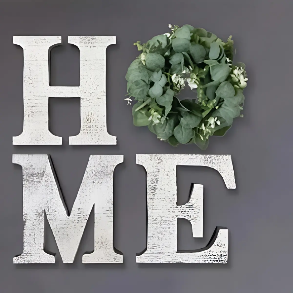 Wooden HOME wreath set (white and black)