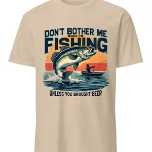 Don’t Bother Me While I’m Fishing T- Shirt Funny Fisherman Graphic Tee Fishing Lover Beer Humor Gift Dad, Trending Father's Day, Men's Graphic Tees, Casual Outfit, Comfortable Menswear, Perfect Gift For Men, Apr28