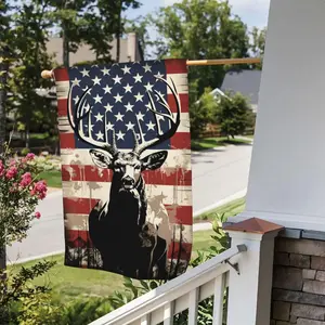 Deer & Flag Pattern Garden Flag, Double Sided Garden Flag, Outdoor Decoration, Yard Decoration, Garden Decoration, Patio Decoration, Lawn Decoration