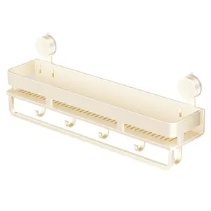 Movable Shower Shelf Suction Cup 2025 New No-Drill Wall Mounted Storage Holder for Bathroom Kitchen Storage Rack Shelf Showers Accessories White Shaver Holder