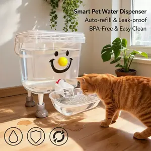 Smiling Direct Drink Bucket 3L/5L, Large Capacity Automatic Pet Waterer, 24/7 Continuous Water, Anti-Tip Over, Keeps Pets' Fur Clean