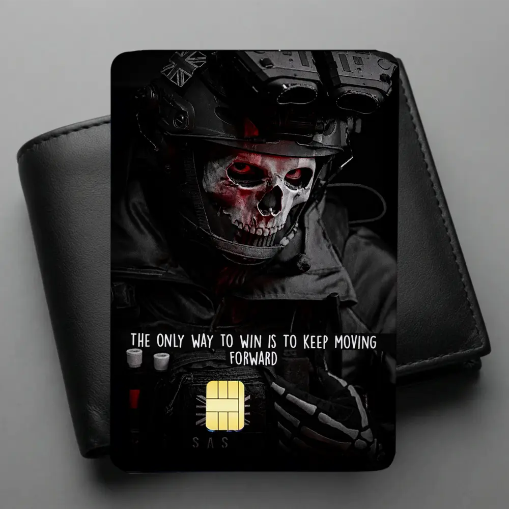 Ghosts COD-Call of Duty Credit Card Sticker | Tactical Military Skull Glitter Matte Vinyl Decal | FPS Gamers Scratch Guard with Standard Chip, DIY Scrapbooking Gift for Collectors