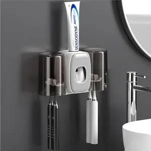 Wall Mounted Toothbrush Holder with 2 Tooth Cups, Smart Sterilizer, Multifunctional Bathroom Storage Wall Hanger, Toothbrush Toothpaste Storage Box, Bathroom Accessory