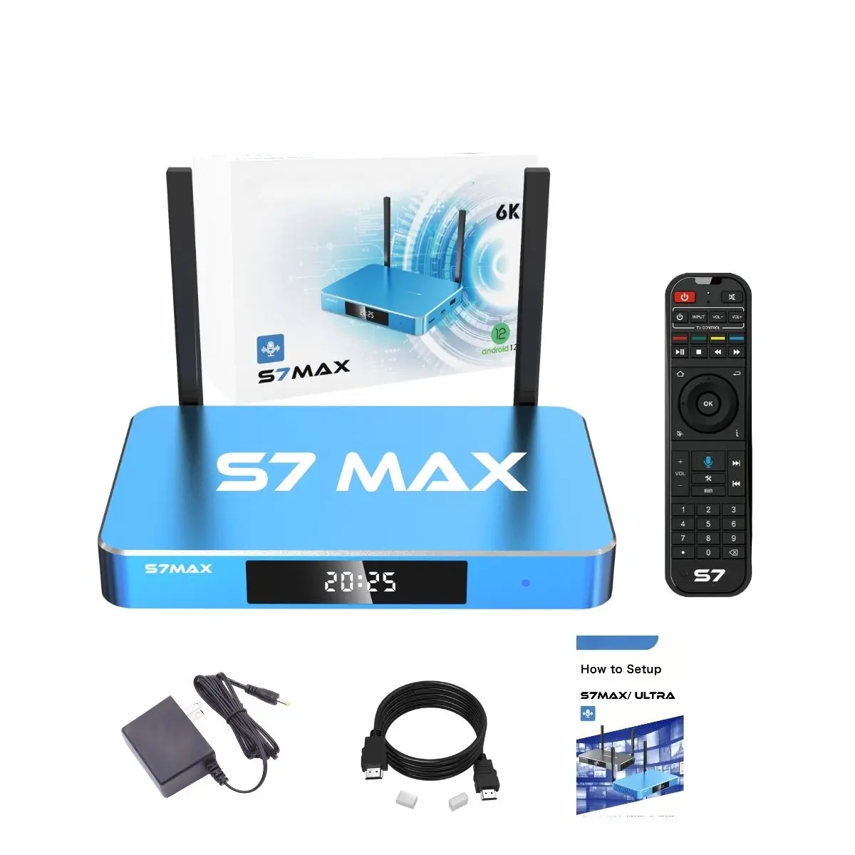 S7 MAX/S7 PRO/S7 ULTRA/S7 PRIME 6K HD Android Box with Voice Remote for Home Entertainment