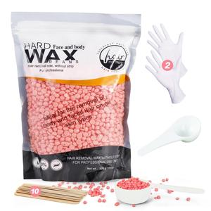 hard wax beads kit, 1 count 500g wax beads & 10pcs spatulas & 1 pair gloves and 1 count measuring spoon, hard wax microbeads hair removal cream wax kit for women and men, wax tools, body care hair removal waxing kit, hair removal product, waxing kit set
