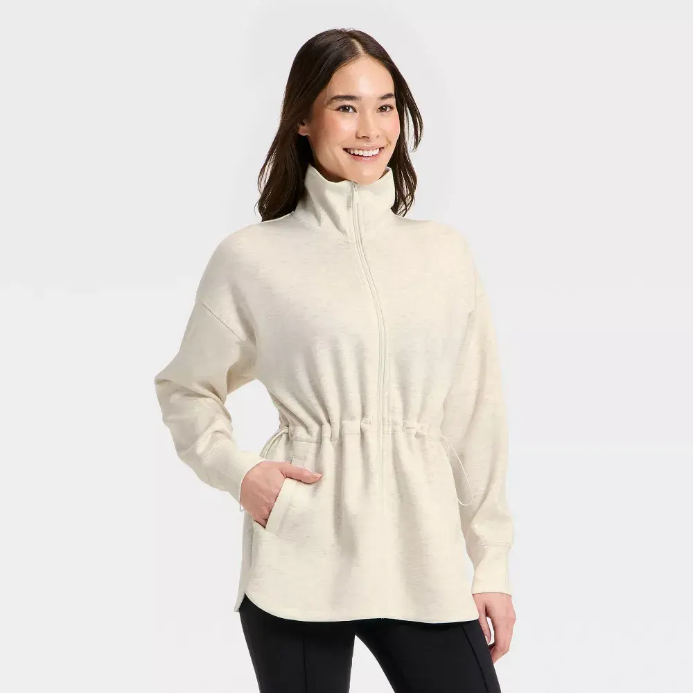 Women's Airy Sleek Long Full Zip Jacket - All In Motion Women's Airy Sleek Long Full Zip Jacket - All In Motion