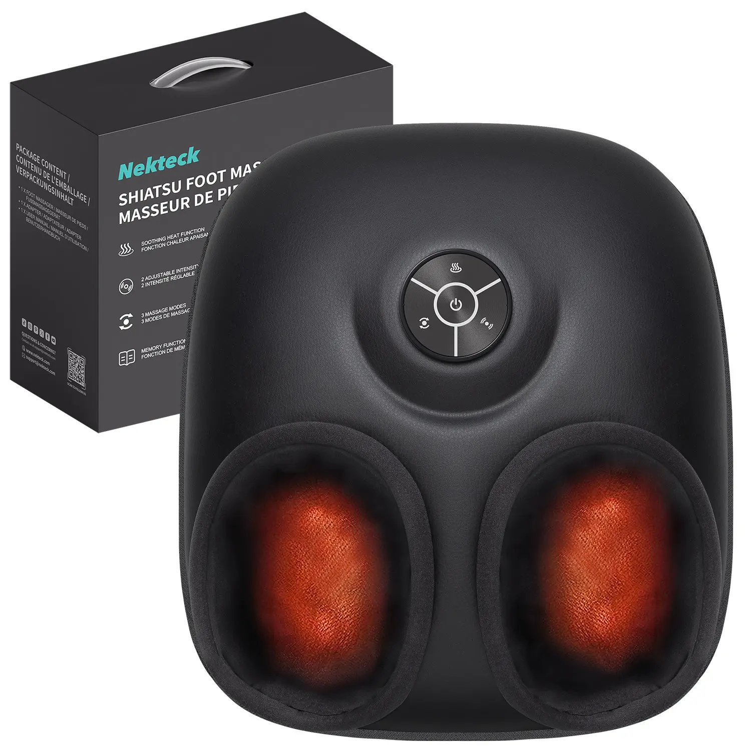 Nekteck Shiatsu Foot Massager Machine with Soothing Heat, Deep Kneading Therapy, Air Compression, Improve Blood Circulation and Foot Wellness Brown, Foot Pain Relief, Muscle Relaxer Massage Devices