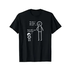 Men'S T-Shirt, Crew Neck, Medium Stretch Knit Fabric, Regular Fit, Casual Sports Style, with Dad Son Humor Print, for Summer Tee Printed Shirts