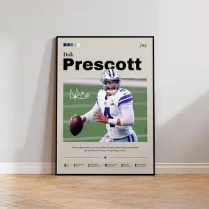 Dak Prescott Poster, Prescott Print Decor, Football Art, Sports Fan Gift, Athlete Artwork, Dallas Poster, Man Cave Decor 45768 98