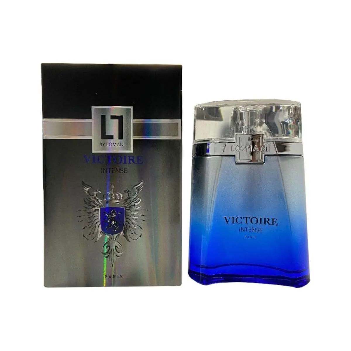 Victoire Intense by Lomani Men's EDT Cologne - 3.4oz (3.3-3.4oz Range), Male Wear, Bergamot Mix, Citrus Floral & Earthy Herbal Notes, New In Box, Exotic Ylang Ylang, Lemon, Smoky Cedar, Sweet Floral Scent, 3.4 Oz