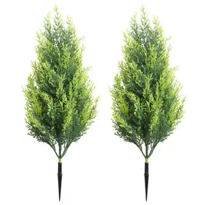 1-Pack Artificial Christmas Pine Shrub - Realistic Fake Plant for Front Porch Decor, Artificial Cypress Shrub for Home Front Door & Offices, Outdoor Artificial Decor