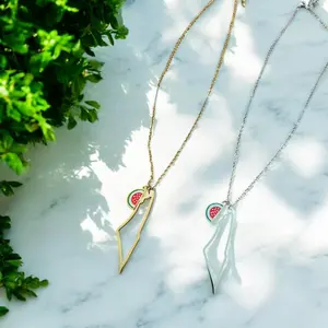 Palestine Watermelon Charm Necklace – Gold & Silver
